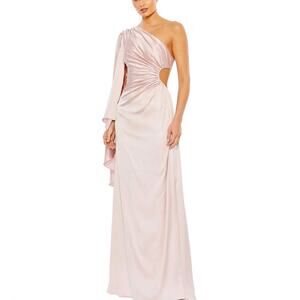 Mac Duggal 68340 Satin One Shoulder Cut Out Evening Gown Pink Size 4 Dress